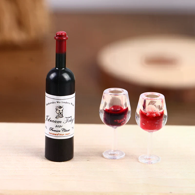 Wine Beer House - 5 ชิ้น 1:12 ตุ๊กตาจิ๋วถ้วยไวน์แก้วเบียร์ขวดไวน์รุ่นเฟอร์นิเจอร์ตกแต่งบ้านของเล่น