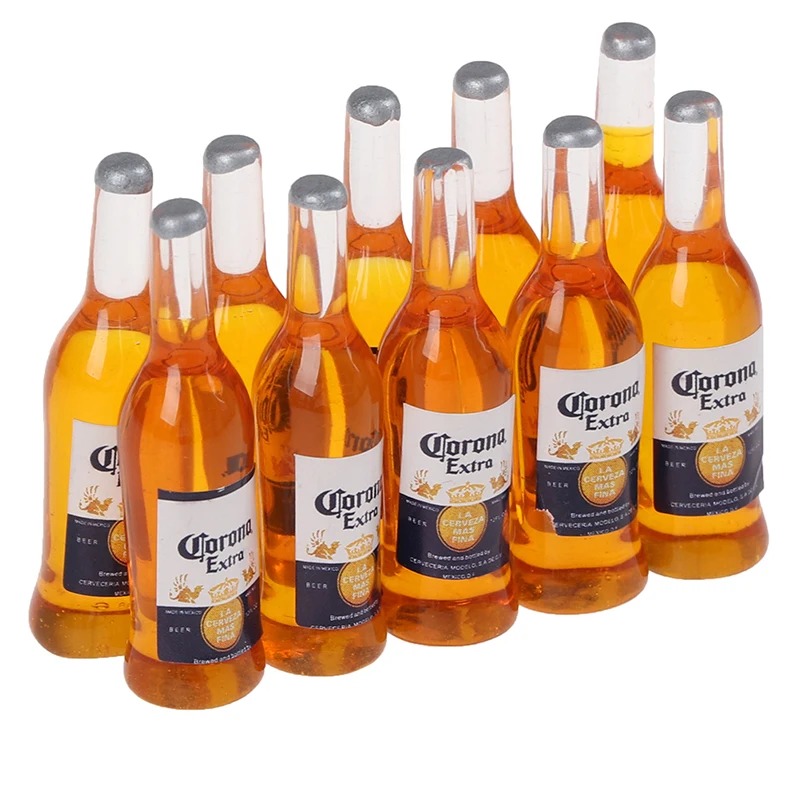 Wine Beer House - 10 ชิ้น 1:6 ตุ๊กตาจิ๋วเรซิ่นขวดเบียร์จำลองขวดไวน์รุ่นตุ๊กตาอุปกรณ์เสริมของเล่นเด็ก