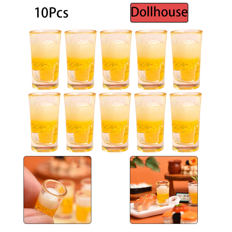 Wine Beer House - แก้วน้ำของเล่นจิ๋ว 10 ชิ้น อุปกรณ์เสริมสำหรับครัวจำลอง แก้วเบียร์ แก้วไวน์
