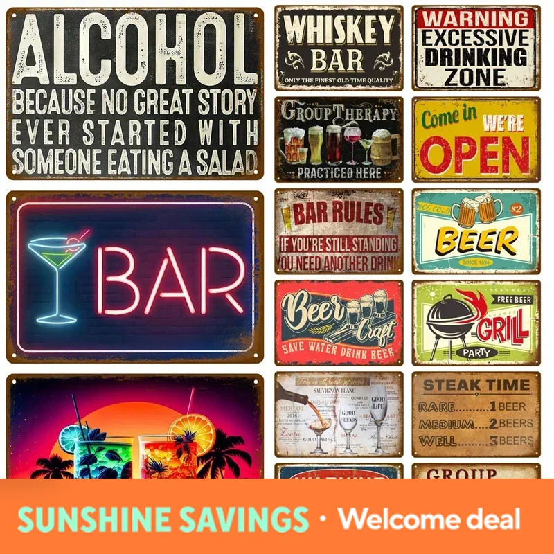 Wine To Beer Alcohol - ป้ายโลหะ ป้ายเหล็ก ป้ายดีบุก แบรนด์วิสกี้ ไวน์ แอลกอฮอล์