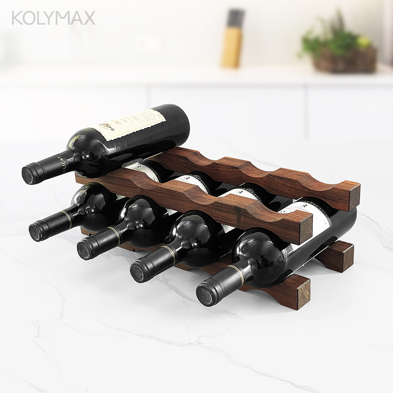Wine Beer Rack - ชั้นวางไวน์ไม้เนื้อแข็งหลายชั้น วางซ้อนกันได้ ใช้ตกแต่งโต๊ะ บาร์ในบ้าน ห้องครัว จัดระเบียบเบียร์