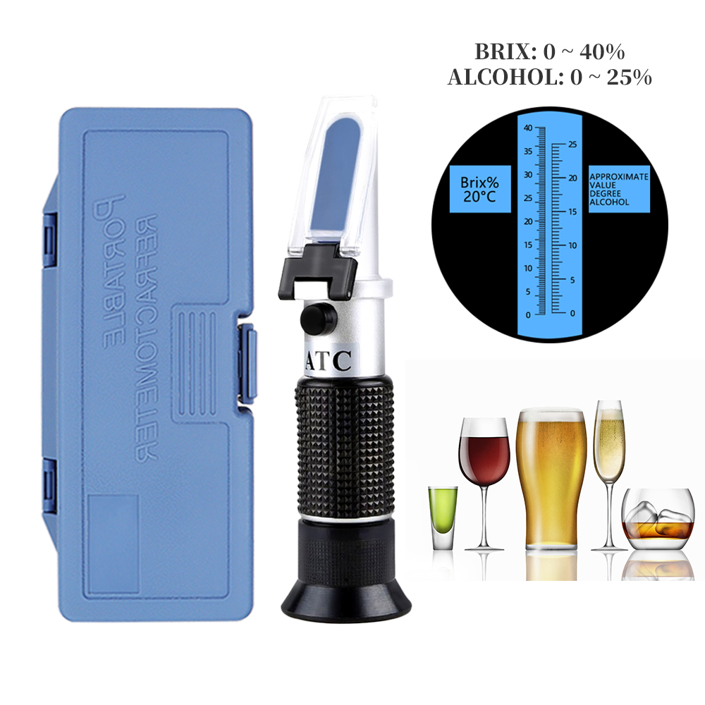 Wine To Beer Alcohol - เครื่องวัดความเข้มข้นของไวน์แอลกอฮอล์แบบ2 in 1เครื่องวัดน้ำตาล0-25% เครื่องวัดความเข้มข้นของไวน์เบียร์แอลกอฮอล์0-40%