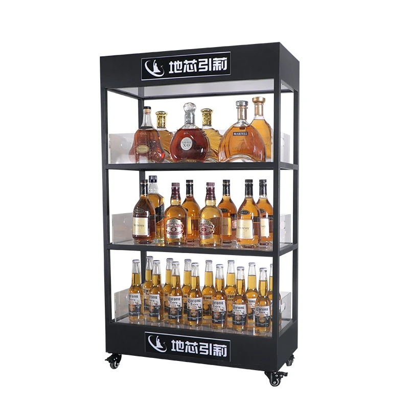 Wine Beer Rack - ตู้โชว์ไวน์เรืองแสงสามชั้นแบบ LED สำหรับไวน์แดง เบียร์ ตู้โชว์ KTV
