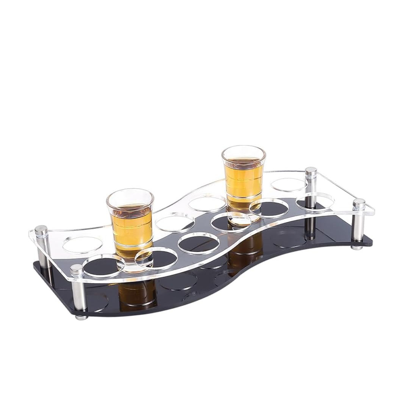 Wine Beer Rack - ถาดวางแก้วช็อต 12 ช่อง, ถาดเสิร์ฟแก้วทรงสูงขนาด 3.8 ซม.