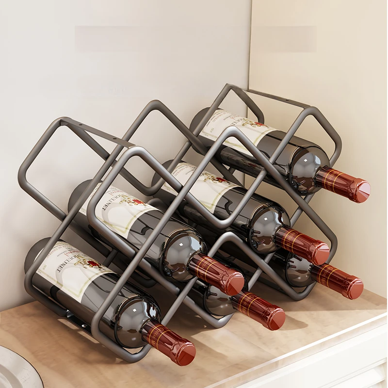 Wine Beer Rack - ชั้นวางไวน์โลหะรูปหกเหลี่ยม 5/8 ช่อง สำหรับเก็บขวดเบียร์ วางบนโต๊ะ ตกแต่งบ้าน