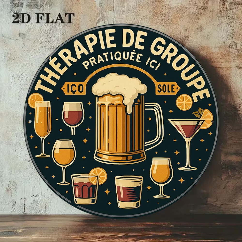 ป้ายโลหะวินเทจทรงกลมแบน 2 มิติ - Beer And Wine Quote บทวิจารณ์และราคา