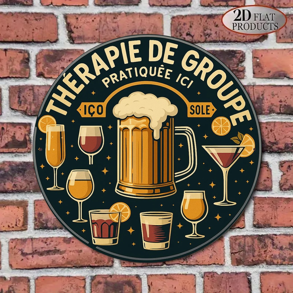 ป้ายโลหะวินเทจทรงกลมแบน 2 มิติ - Beer And Wine Quote บทวิจารณ์และราคา