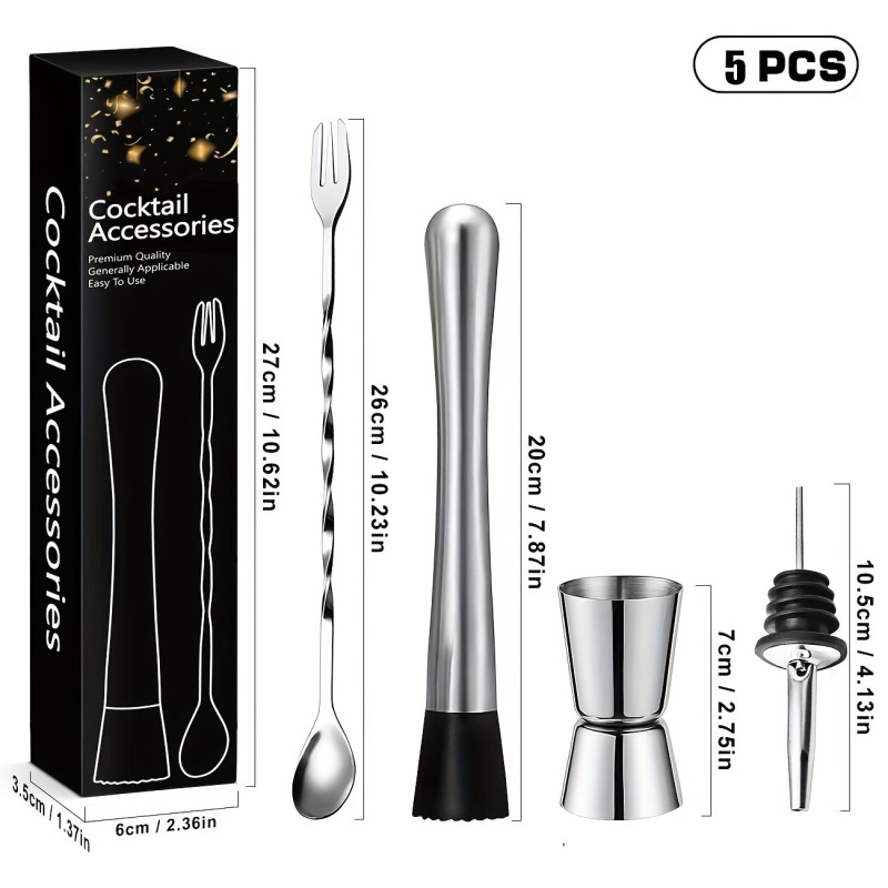 【สแตนเลสและมืออาชีพ】ชุดผสมค็อก - Muddler Cocktail Bar บทวิจารณ์และราคา