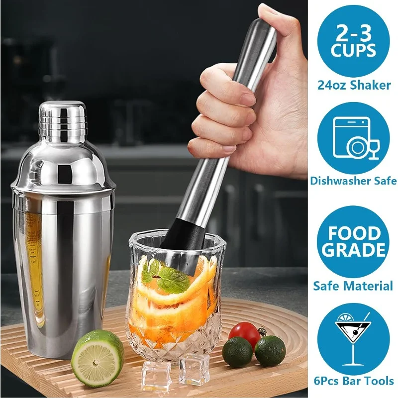 ชุดเชคเกอร์ค็อกเทลสแตนเลสพร้อม - Muddler Cocktail Bar บทวิจารณ์และราคา