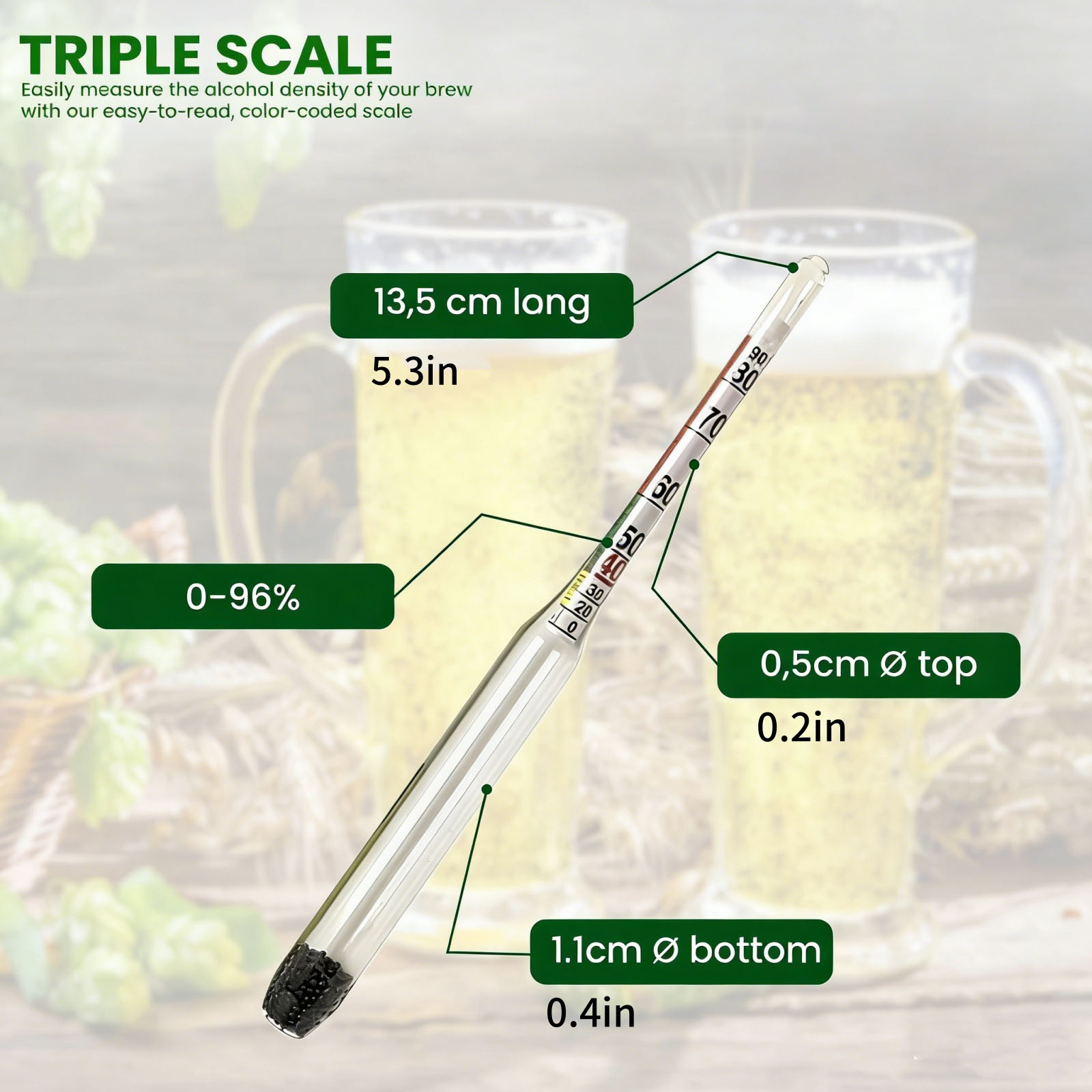 ไฮโดรมิเตอร์แก้ววัดแอลกอฮอล์ 0 - Wine Beer And Mead บทวิจารณ์และราคา